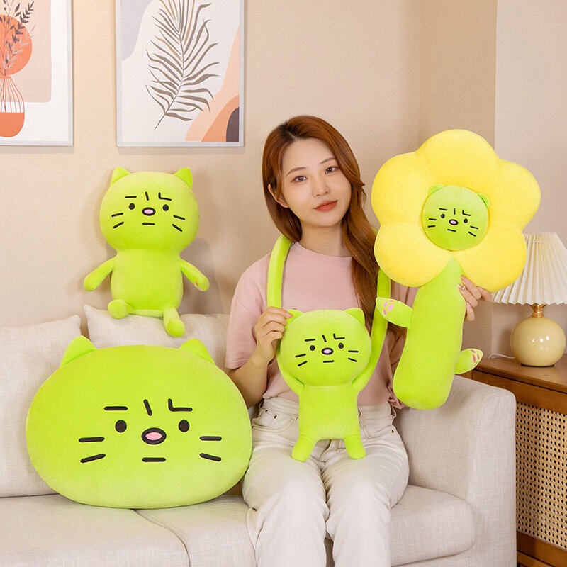 Gối Nhồi Bông Dễ Thương Hình Mèo Hoạt Hình Sáng Tạo