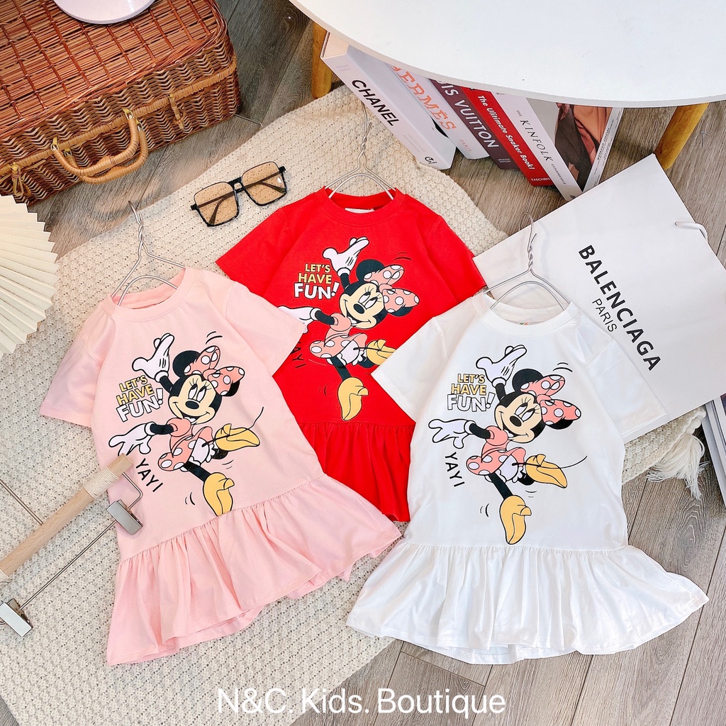 Váy cotton đuôi cá Mickey Fun 4 mầu Đỏ, Hồng,Trắng và Vàng XHN907