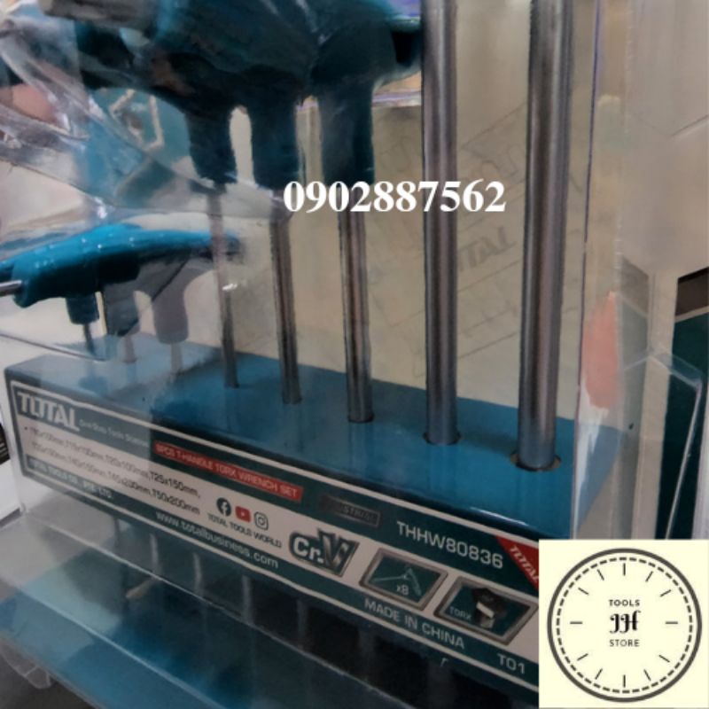 bộ lục giác bông cán chữ T 8 chi tiết total THHW80836