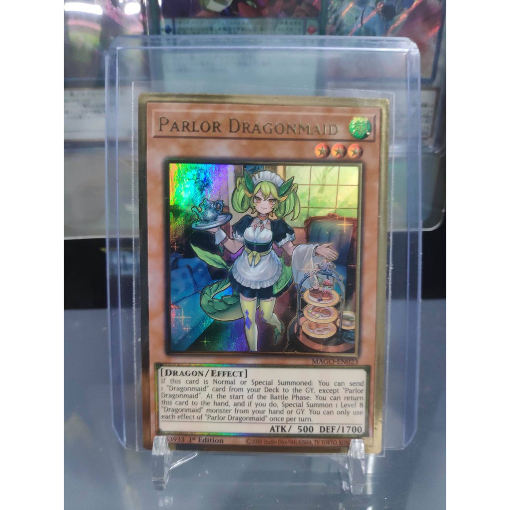 [ Dưa Hấu Yugioh ] Lá bài thẻ bài Parlor Dragonmaid - super Premium Gold Rare - Tặng bọc bài nhựa bảo quản