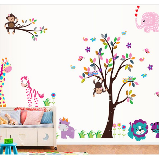 Decal trang trí vườn Thú sắc màu- size lớn