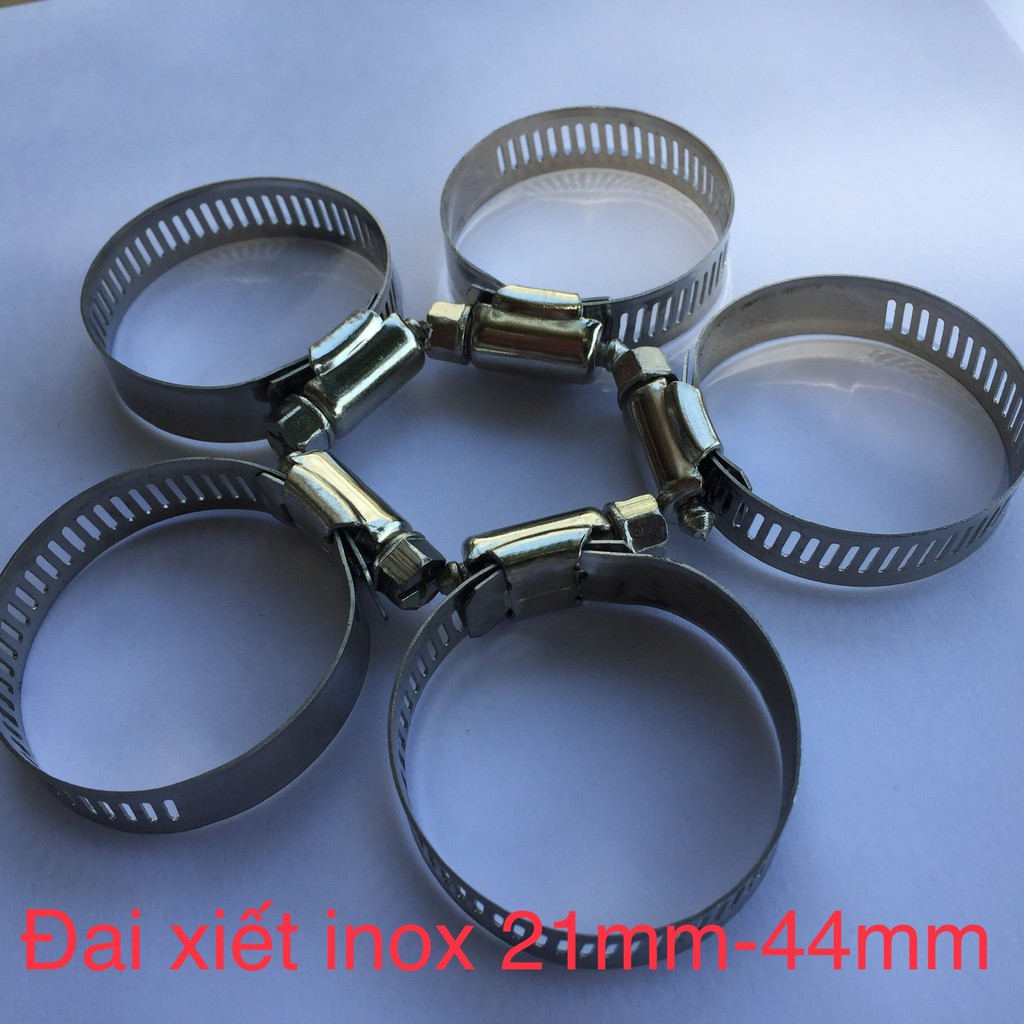 Combo 5 đai xiết inox (21mm- 44mm) cổ dê- vòng đai xiết inox dùng xiết ống 21mm- 44mm