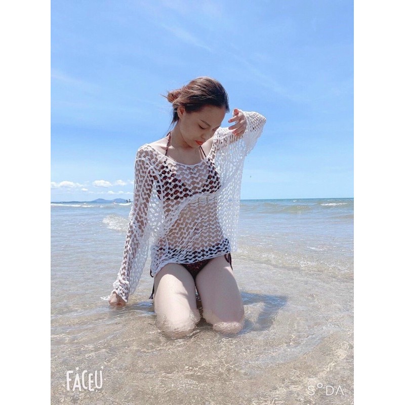 ÁO LƯỚI TIM DÁNG DÀI QUA MÔNG ( HÀNG QC)