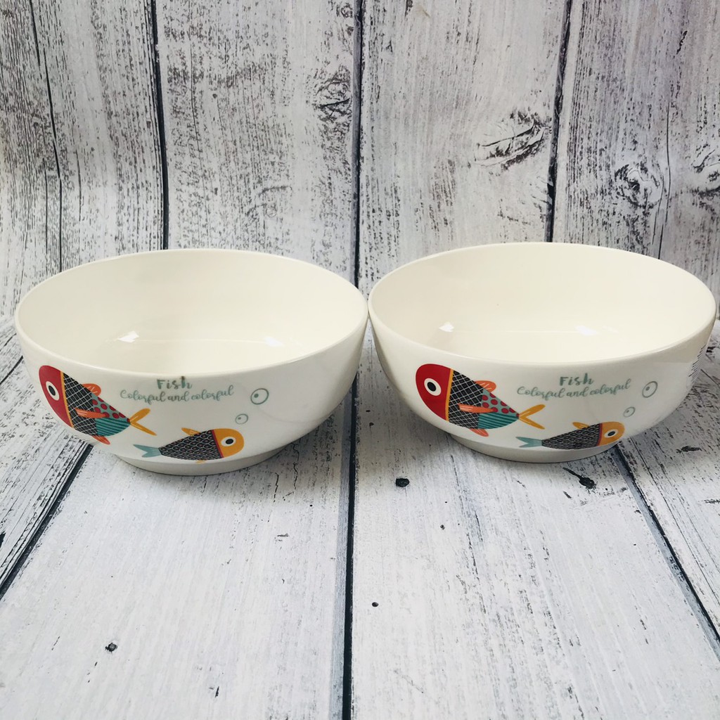 Bộ 2 Tô Sứ Hoa Văn Ngẫu Nhiên - 7inch 18cm - Kiểu Nhật - Tráng Men Cao Cấp