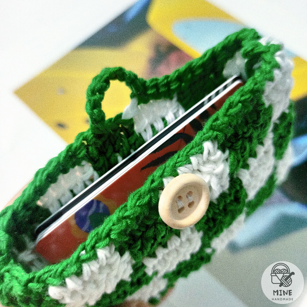 Ví len mini caro Crochet checkered wallet - Item hot trend Hàn Quốc