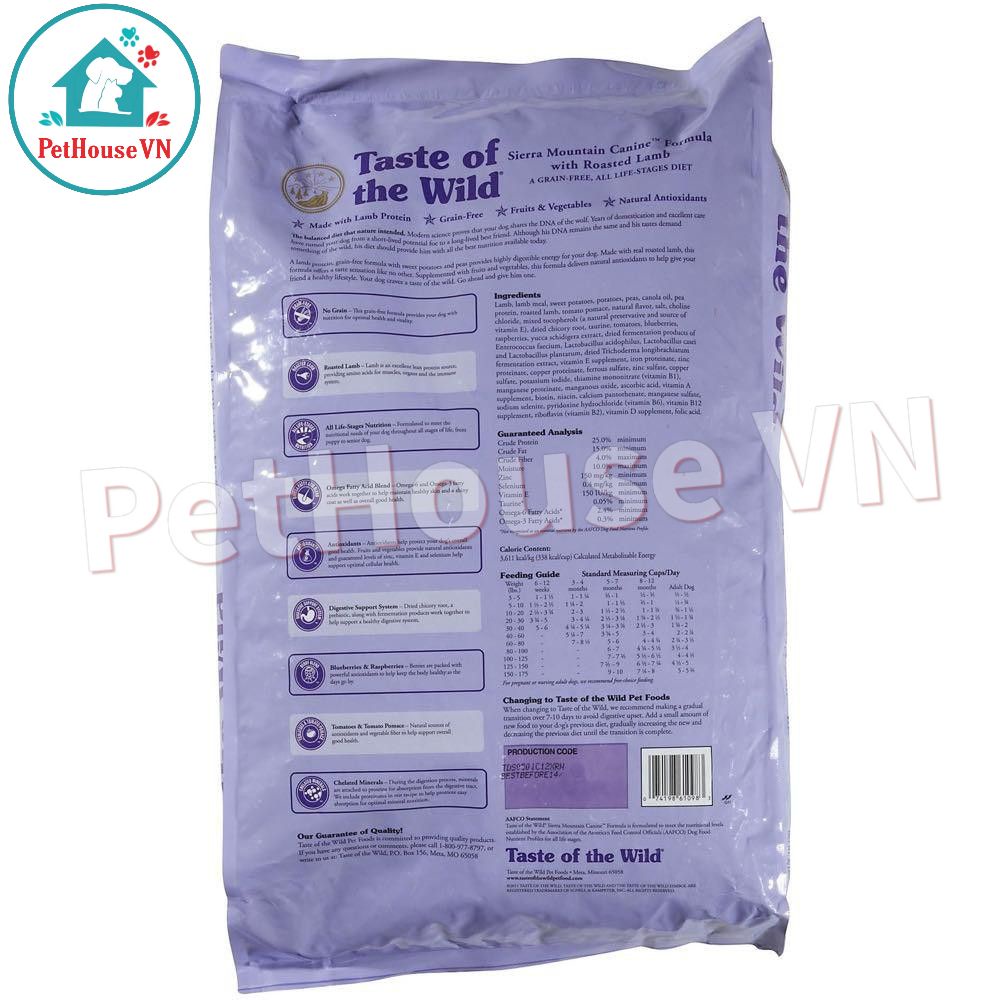 TASTE OF THE WILD SIERRA MOUNTAIN - Túi 50G Thức Ăn Hạt Cho Chó Vị Thịt Cừu Nướng Hàng Chính Hãng