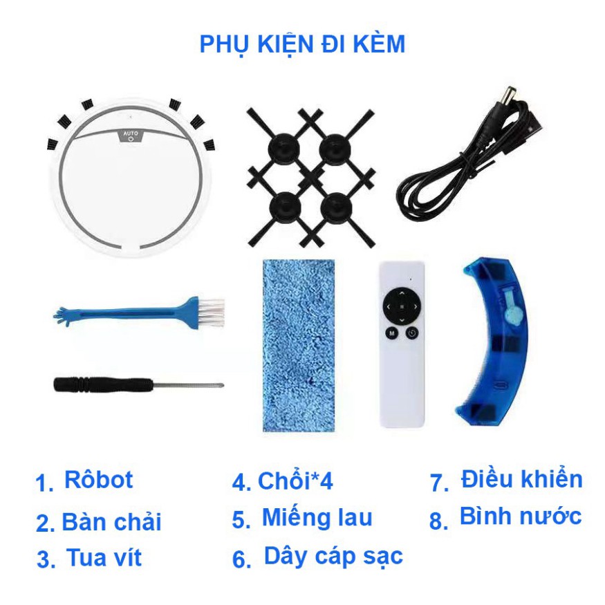 Hút Bụi Lau Nhà Thông Minh RS300 - Điều Khiển Từ Xa, Lực Hút Mạnh 2800pa, Lập Trình Đường Đi. Bảo Hành 12T