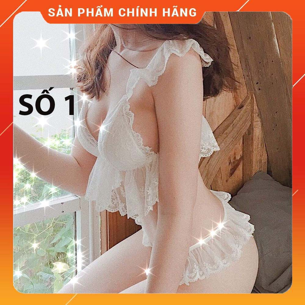 [RẺ NHẤT SHOPEE] Bộ đồ lót ren không gọng có mút nữ bralette trắng siêu xinh