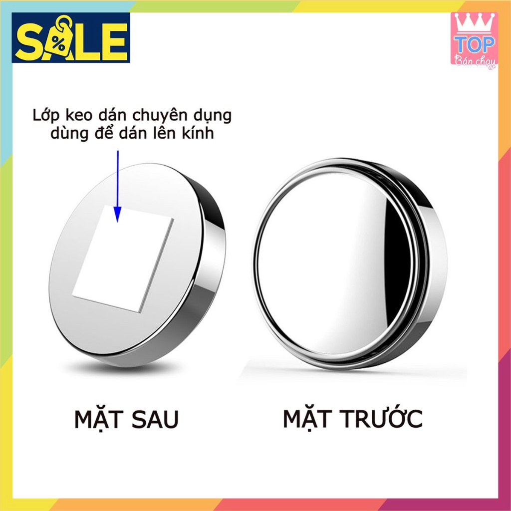 Bộ 2 Gương cầu lồi gắn kính chiếu hậu xóa điểm mù cho ô tô, xe máy xoay 4 chiều, độ nét cao (màu đen hoặc bạc)