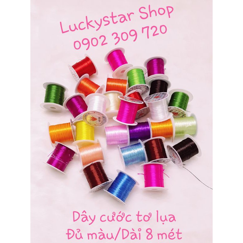 Dây Cước Tơ Lụa co dãn, có độ đàn hồi tốt, dài 8 mét dùng xỏ vòng, xâu vòng, thắt vòng, đan dây, xỏ chuỗi, vòng tay.
