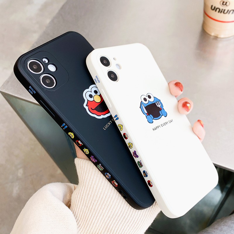 Ốp lưng iphone Elmo happy cạnh vuông in hình viền 5/5s/6/6plus/6s/6splus/7/7plus/8/8plus/x/xs/11/12/pro/max/plus/promax | BigBuy360 - bigbuy360.vn