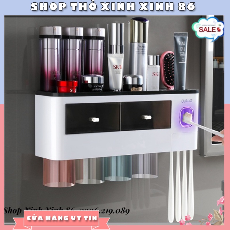 Bộ Nhả Kem Đánh Răng Tự Động, Kệ Để Đồ Phòng Tắm Cao Cấp TD006