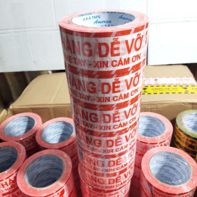 1 cuộn  băng keo HÀNG DỄ VỠ - hàng y hình MÀU CAM