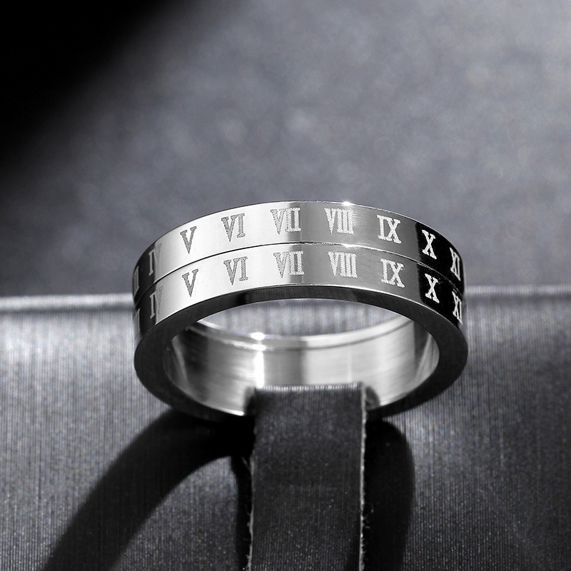 Nhẫn Xoay Số La Mã 6mm Phong Cách Vintage Bằng Thép Không Gỉ Cho Nam Và Nữ 2021