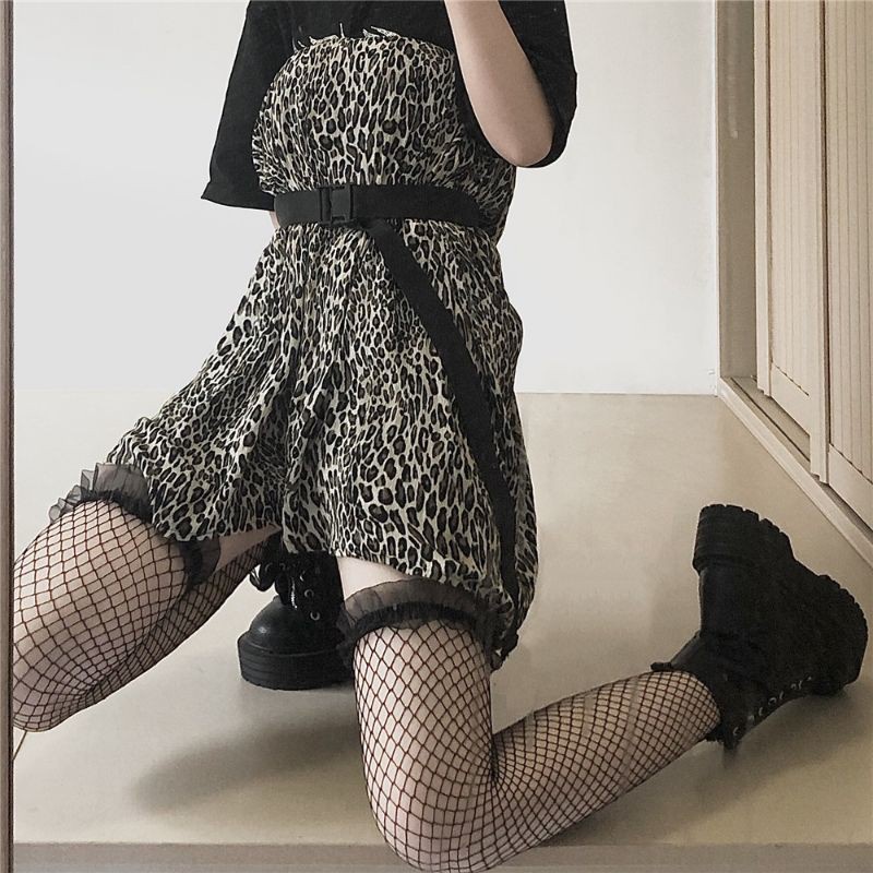 -Tất đùi ren lưới bèo nhún sexy - vớ qua gối lolita xuyên thấu gợi cảm