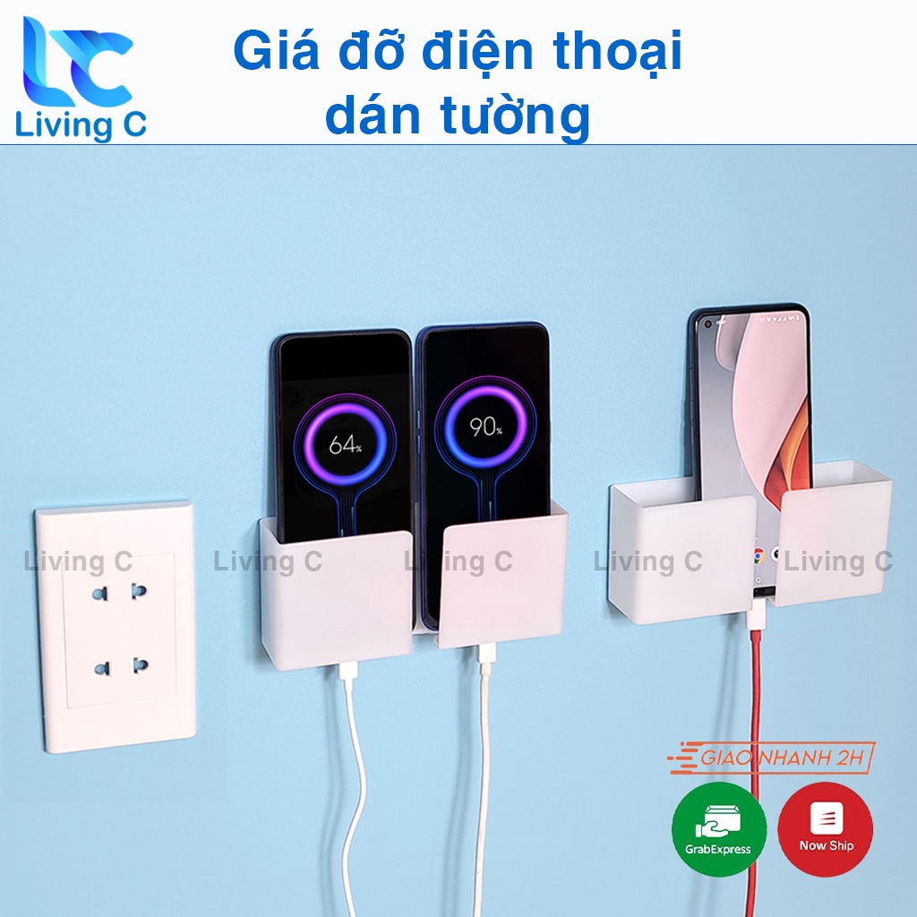 Kệ dán tường điện thoại size Lớn Living C, giá đỡ để remote, điều khiển tivi đa năng _DT2