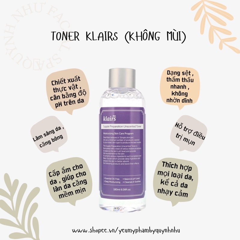 Toner Klairs Cân Bằng Da (Không Mùi)