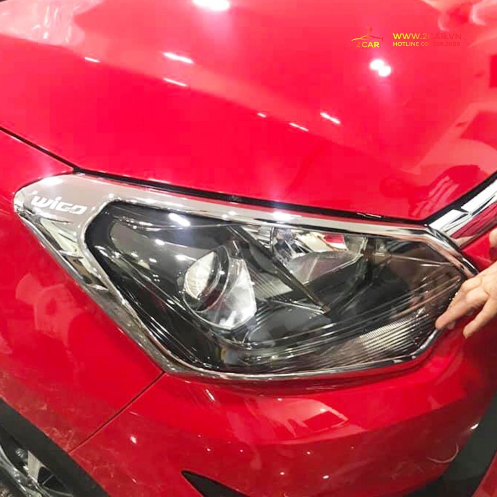 Bộ ốp viền đèn pha, hậu Toyota Wigo 2018-2019 mạ crom cao cấp