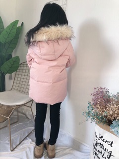 Áo phao zara mũ lông dáng dài