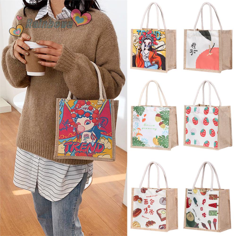 Túi vải đựng hộp cơm trưa in họa tiết thổ cẩm sáng tạo có khóa kéo cho nữ