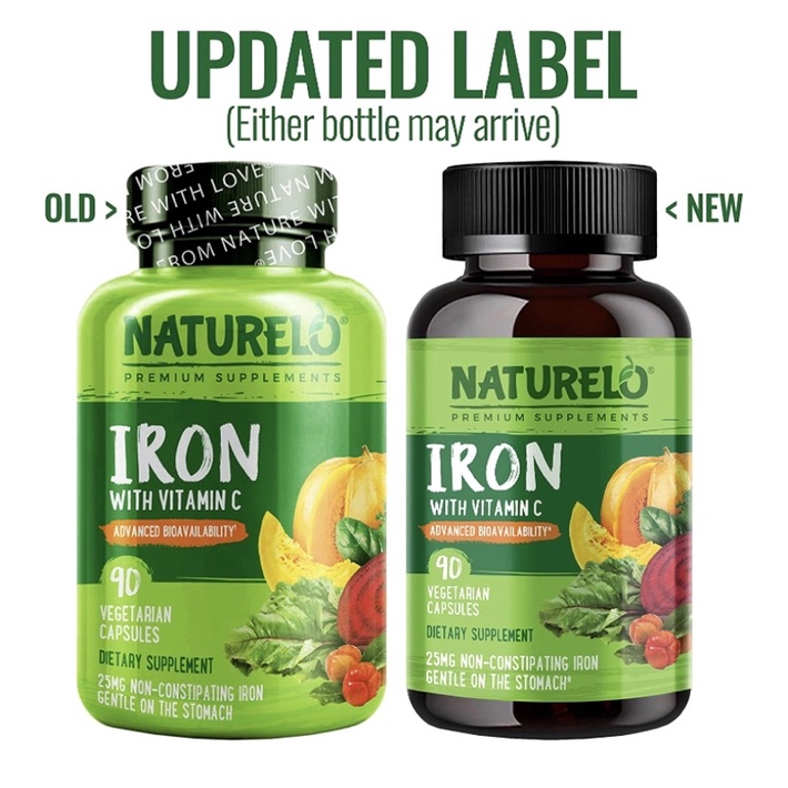 Viên chay bổ sung sắt organic NATURELO Vegan Iron 90 viên USA