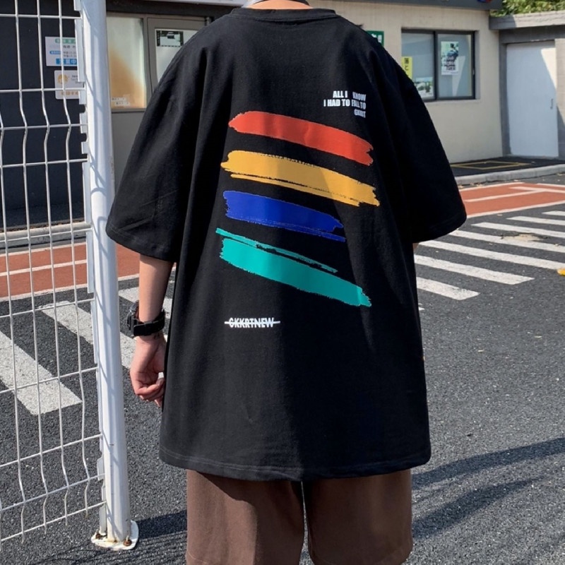 Áo Thun Tay Ngắn Dáng Rộng In Chữ Thời Trang Mùa Hè Phong Cách Hàn Quốc Cho Nam