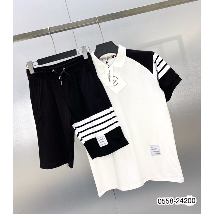 [Sẵn Hàng] Bộ Quần Áo Nam Polo Thom Browne Siêu Đẹp - Bộ Quần áo Nam Polo Viền Trắng