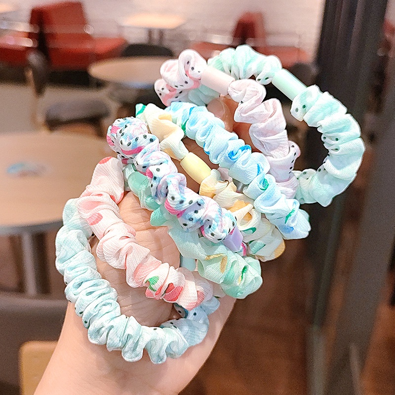 [Mã FAMARAL1 giảm 10K đơn 50K]Vòng/Dây buộc tóc scrunchies họa tiết đáng yêu phong cách Hàn Quốc - Hàng cao cấp