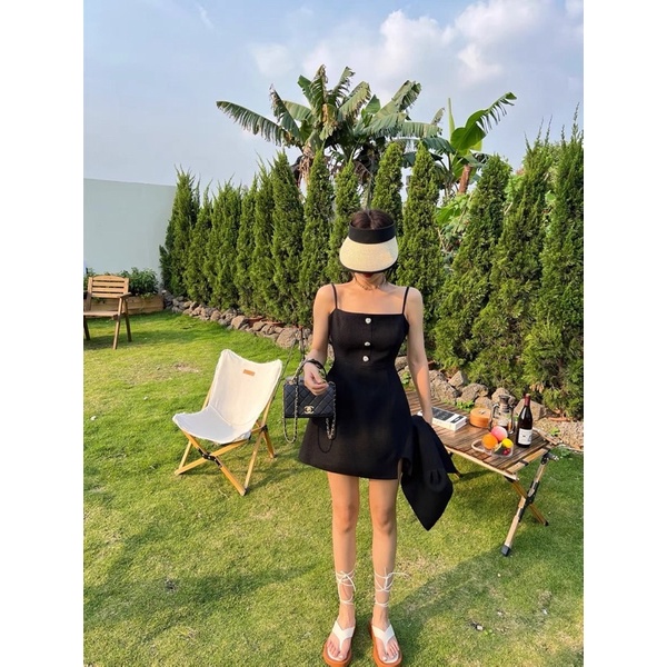 Set đầm đi tiệc Hana (có bigsize ) hai dây phối khoác sơmi cutout ❤️