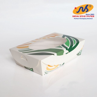 Hộp giấy đựng cơm/salad - Gói 25 hộp giấy có họa tiết