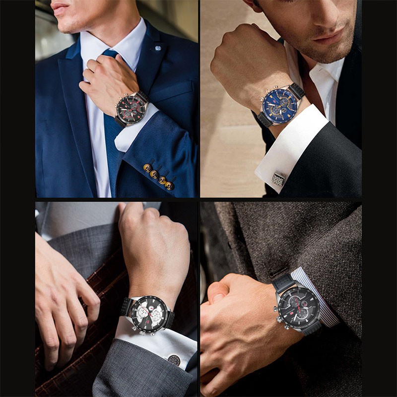 Mini FOCUS Đồng Hồ Đeo Tay Thể Thao Chống Thấm Nước Đa Năng Dây Da Thật Cá Tính Cho Nam