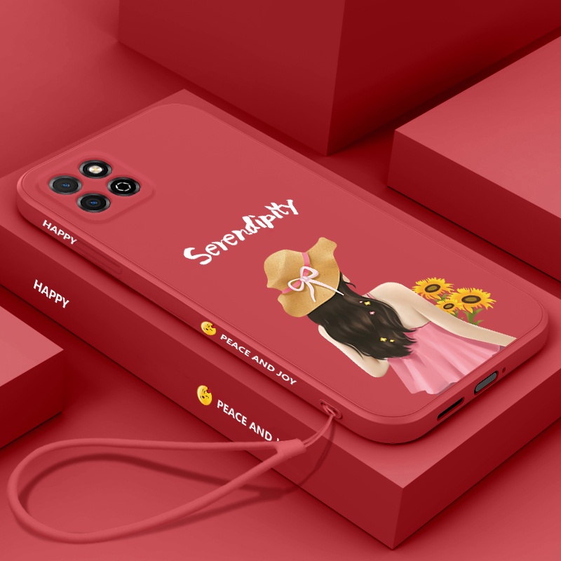 Ốp Điện Thoại Silicon Viền Thẳng In Hình Nhân Vật Có Dây Đeo Cho Redmi 9c 9a 9t