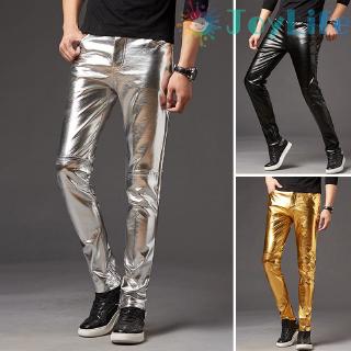 Men's Colorful Pu Leather Pants Glossy Slim Fit Pants Skinny Pants
