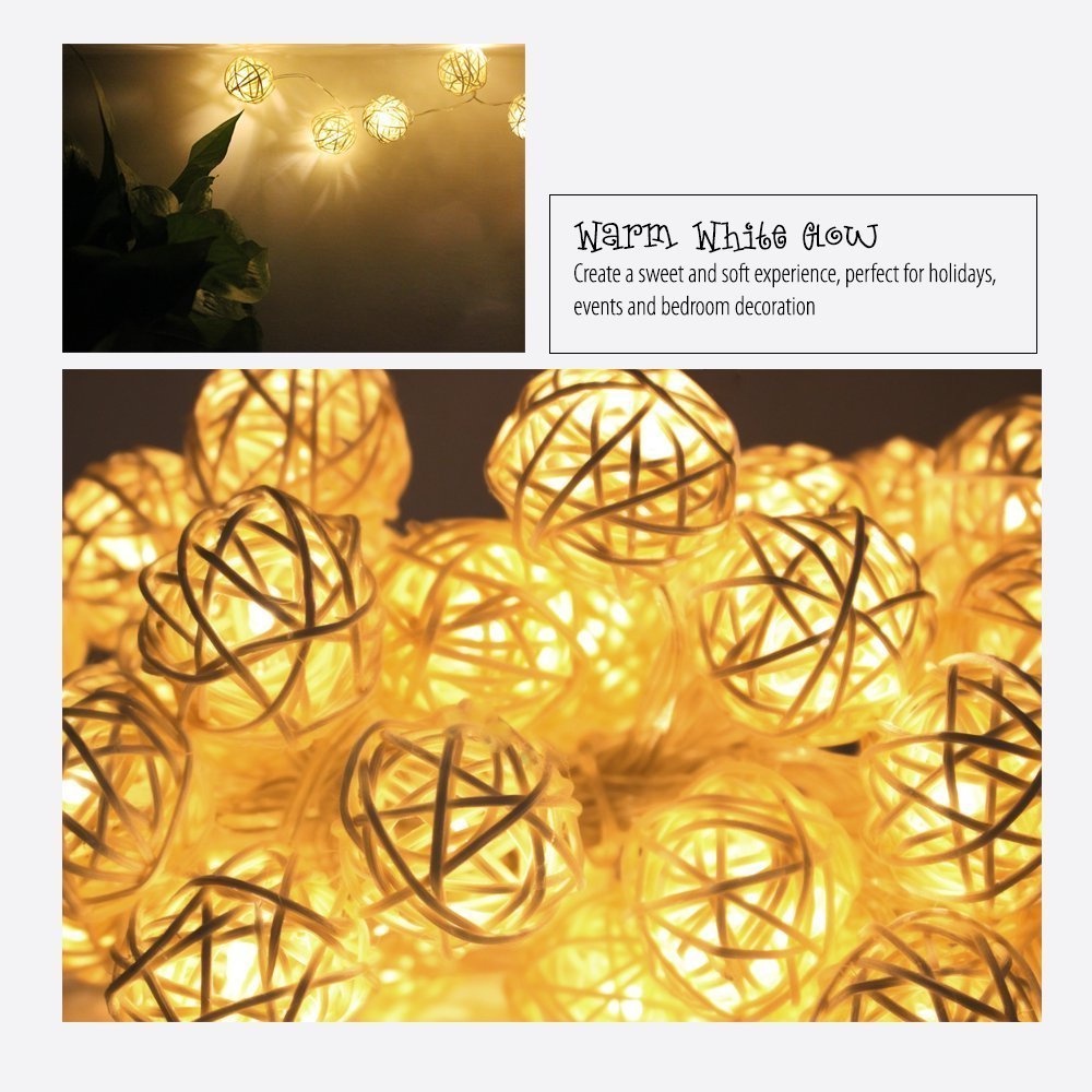 Dây Đèn LED 20 Bóng Hình Quả Cầu Mây AC220V 5M Trang Trí Nhà Cửa