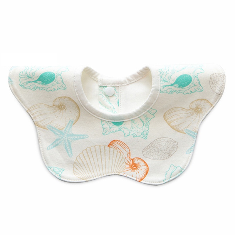 Yếm Ăn Cotton Hình Tròn In Họa Tiết Cánh Hoa Xoay 360 Độ Xinh Xắn Cho Bé Jp5