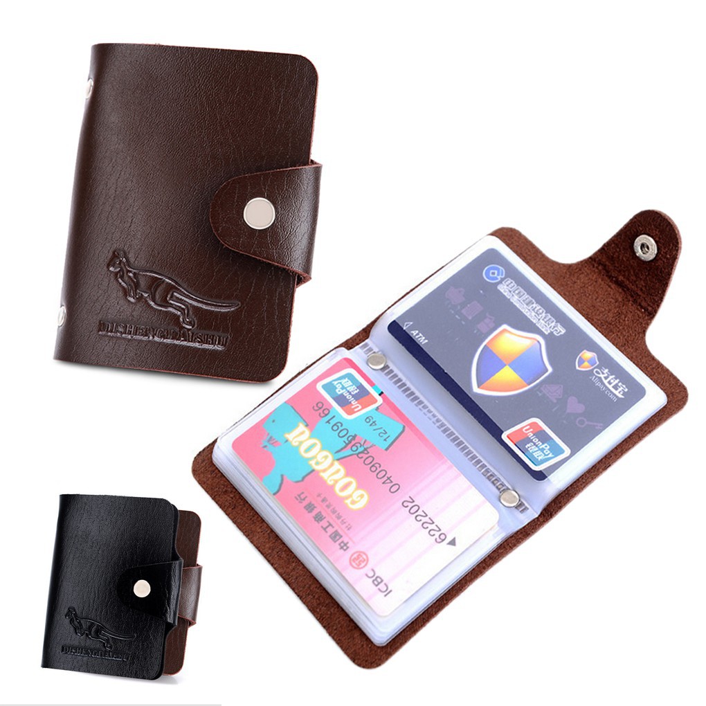 Ví tiền da PU 10 khe đựng card cho nam