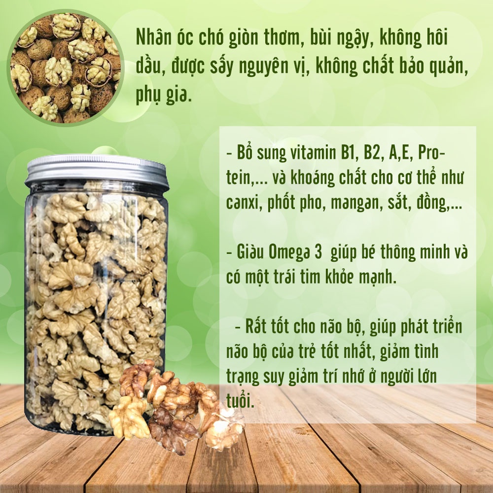 Nhân óc chó nếp sấy nguyên vị hộp 500g UQ11 óc chó giòn thơm dậy vị, đảm bảo chất lượng, không chất bảo quản - U QUEEN