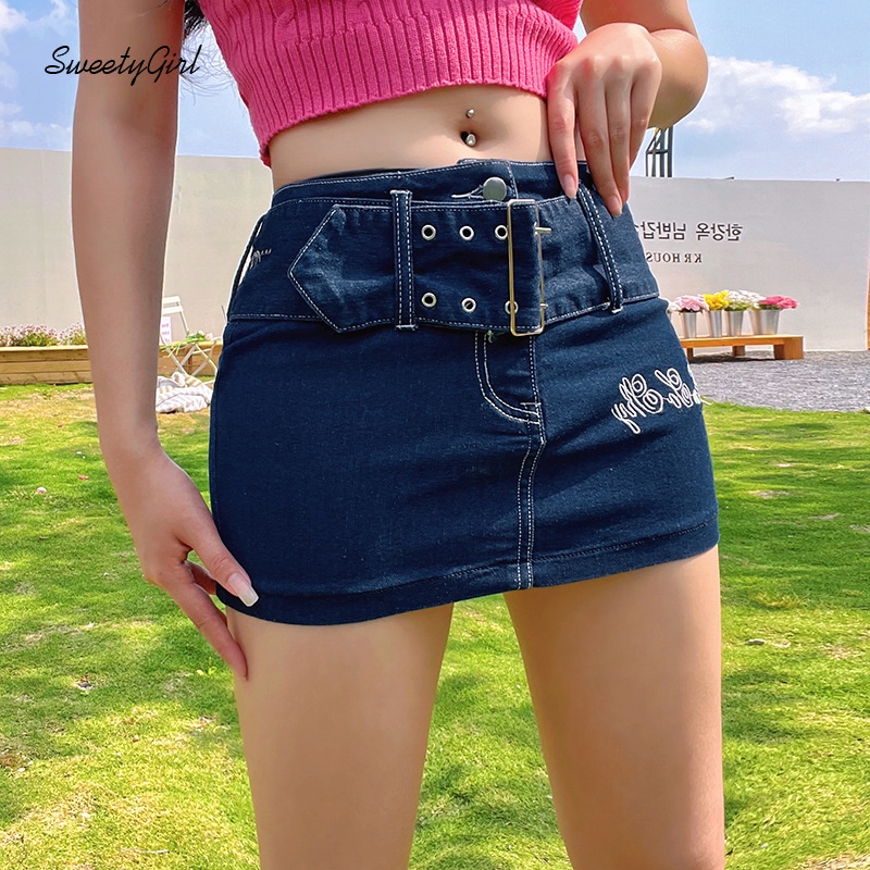 Chân váy jean Ngắn Lưng Thấp Thời Trang Quyến Rũ Cho Nữ 2022
