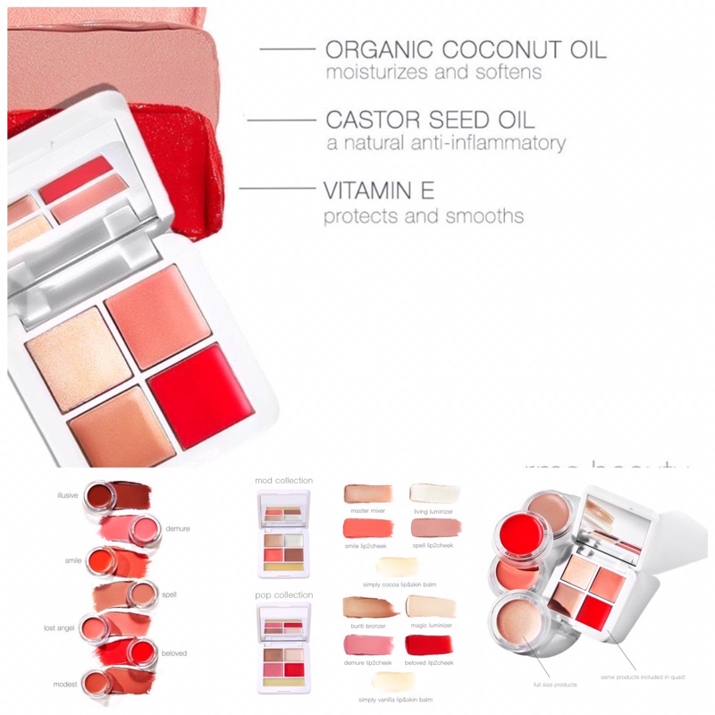 Son môi kiêm má hồng cao cấp Lip2Cheek Glow Quad Mini RMS Beauty