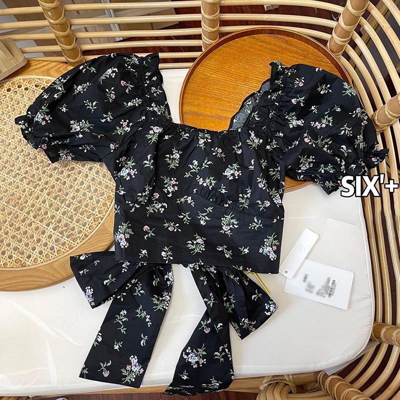 Áo Kiểu Nữ Vải Voan Cổ Vuông In Hoa Xinh Xắn