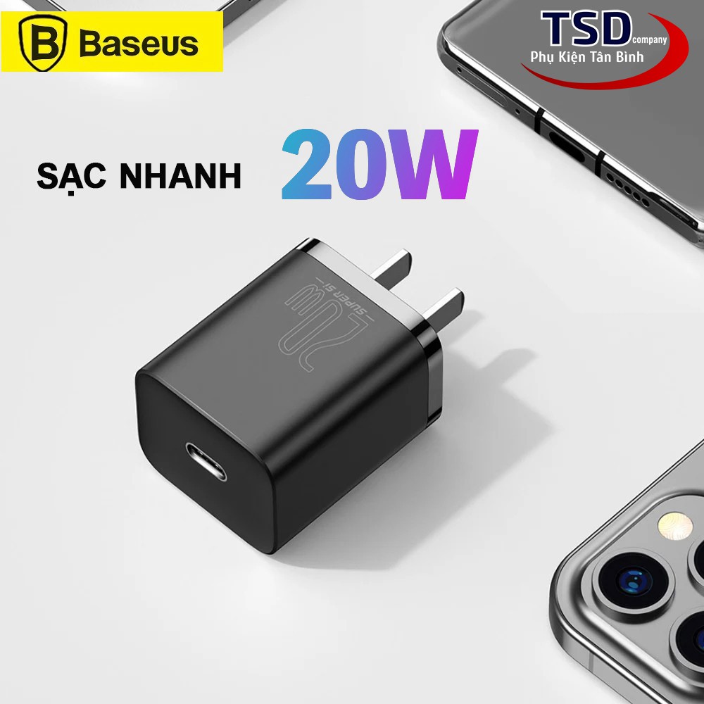 Củ Sạc Nhanh Baseus PD 20W Super Si Chính Hãng