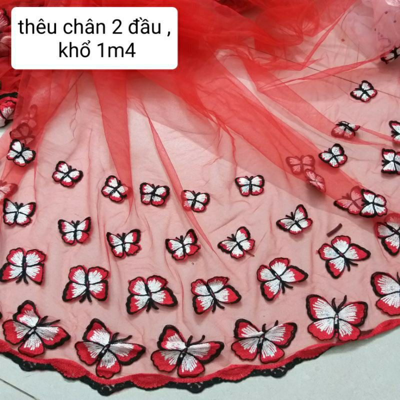 vải von lưới thêu, khổ 1m3 đến 1m5(1 mét)