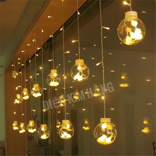 Đèn led thả trái châu màu vàng 12 trái