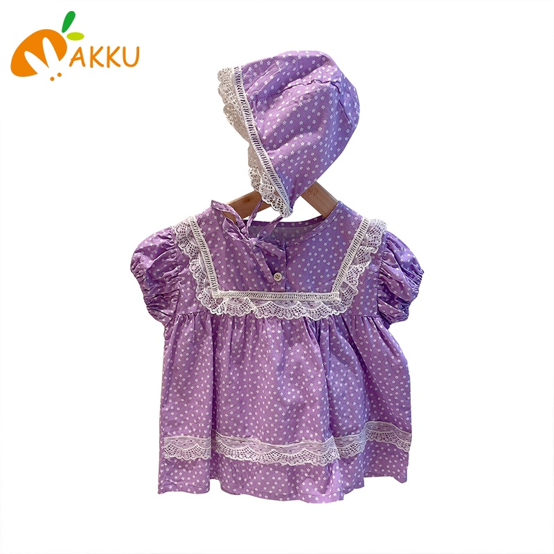 Áo Liền Quần Ngắn Tay In Hoa Màu Tím Cho Bé Mới Sinh