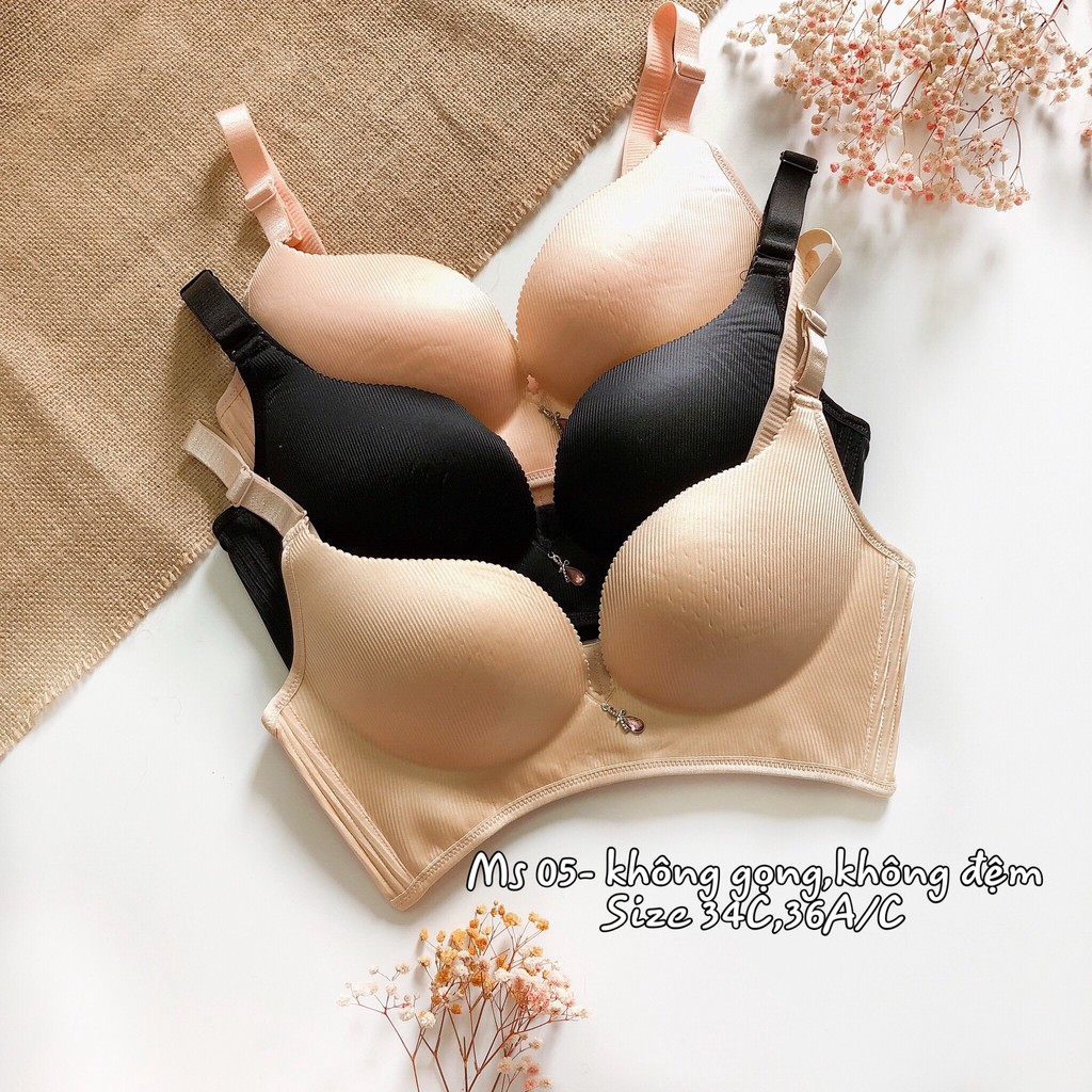 Áo lót nữ su đúc không gọng không mút 3-4 khuy cài nâng đẩy ngực chống sa trễ