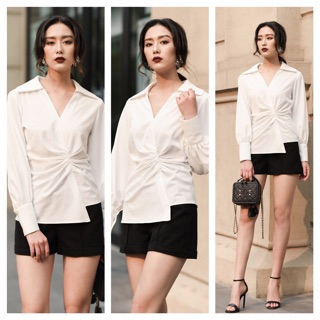 Áo cotton lụa cổ đức không chân -HBSM525
