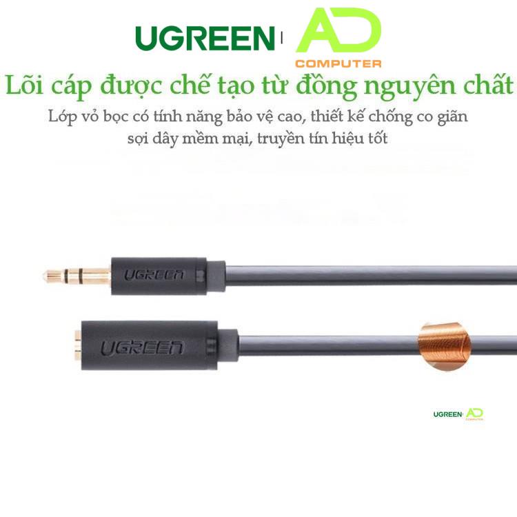 Cáp âm thanh kéo dài hai đầu chuẩn 3.5mm 1 đầu đực 1 đầu cái UGREEN AV124- Hàng phân phối chính hãng - Bảo hành 18 tháng