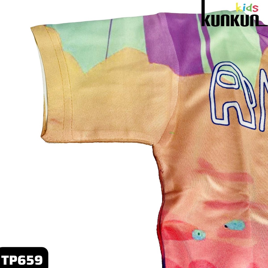 Quần áo bé trai KUNKUN TP659 cộc tay hình among us hồng size đại từ 10-60kg - Đồ bộ trẻ em thun lạnh thoáng mát