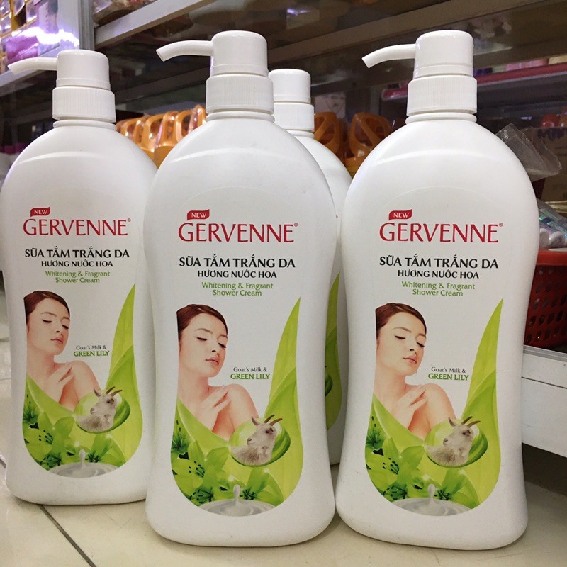 Sữa tắm trắng da Gervenne Hương Nước Hoa Lily Xanh Chai 900g