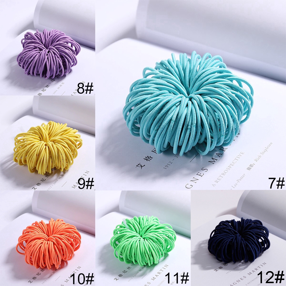 Set 100 dây buộc tóc đuôi ngựa cao su nylon màu kẹo ngọt 3cm xinh xắn cho bé gái